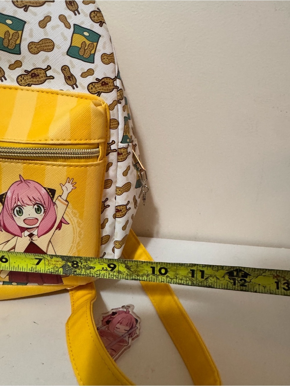 Anya Likes Peanuts Yellow Kids Backpack with Pom Pom Charm - Picture 11 of 11